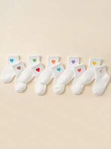 10 Pairs Children Heart-Shaped Soft Socks, Cute And Comfortable For Kids, Suitable For School, Party