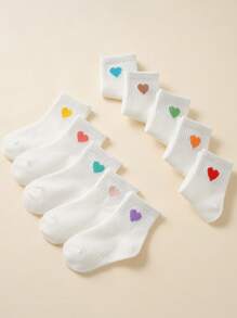 10 Pairs Children Heart-Shaped Soft Socks, Cute And Comfortable For Kids, Suitable For School, Party