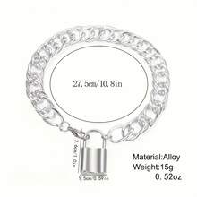 1pc Simple Lock Chain Anklet Suitable For Daily Wear In Spring And Summer - Silver - View 4