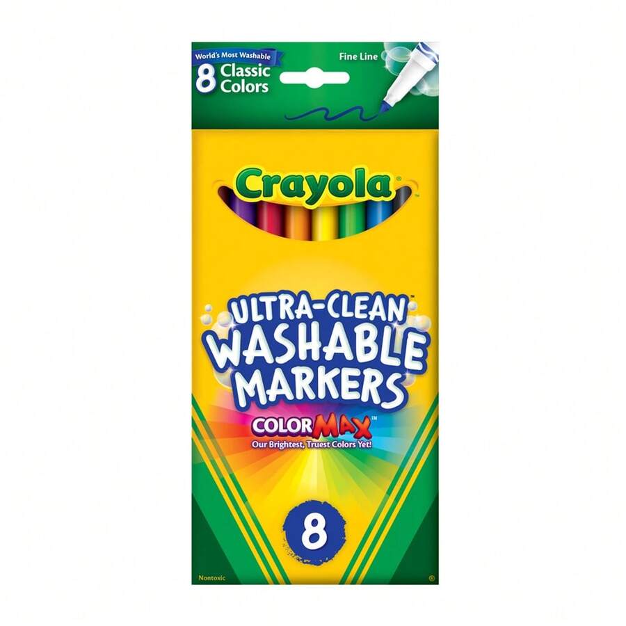 Crayola Ultra Clean Washable Markers, Fine Line , School Supplies, 8