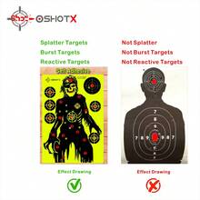 10pcs Shooting Splatter Targets - 12 X18 Inch Reactive Self Adhesive Silhouette Target Paper For Range - Easily See Shots Burst Bright Fluorescent Points - Fluorescent Yellow - View 4