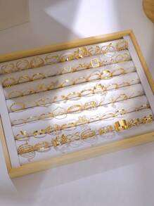 66pcs/Set Fashionable Elegant Simple Delicate Ring Set In Heart, Butterfly, Flower, Leaf, Droplet, Geometric, Faux Pearl & Wide Metallic Styles For Holidays, Parties, Dating & Daily Wear (Without Box)