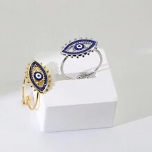 1 chiếc nhẫn mở trang trí mắt quỷ thời trang, thiết kế đơn giản cổ điển, thích hợp cho nam và nữ đeo hàng ngày hoặc đi biển - Nhẫn mắt quỷ - Xem 1