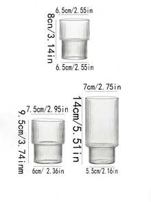 1入組條紋疊疊杯，耐熱高硼硅玻璃果汁/咖啡/牛奶/飲料杯 - 無色 - 查看 9