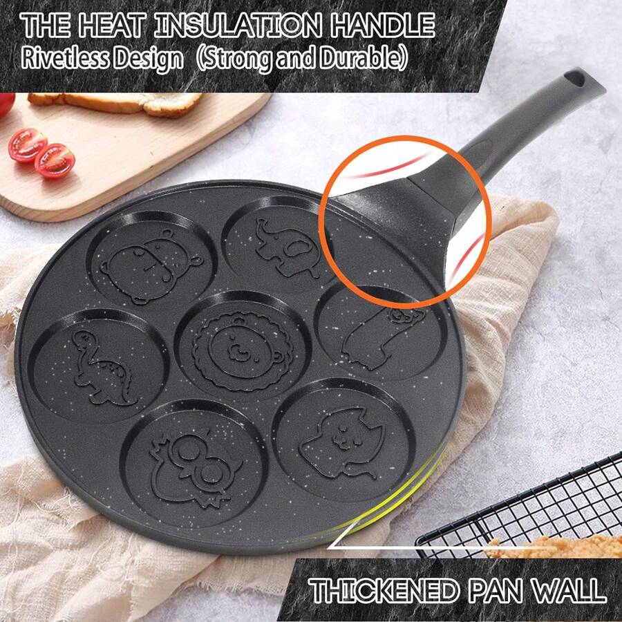 Pancake Pan Nonstick Griddle Pancake Maker Mini Pancake And 7 Smiling Face Cups Pan Breakfast