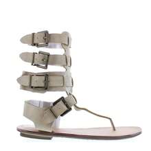 Women Leatherette Strappy T-Strap Gladiator Thong Sandal - 裸體 - 查看 1