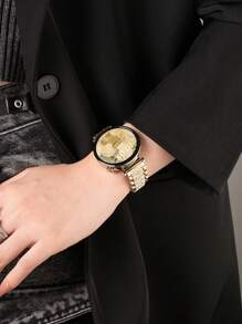 1条金色水钻金属表带，兼容小米Galaxy Watch 7/6/5/4（40mm/44mm）、Galaxy Watch 5 Pro（45mm）、Watch 6/4 Classic（42mm/46mm/43mm/47mm）、Active 2，适用于18mm/20mm/22mm表带，男女通用 - 金色 - 查看 4