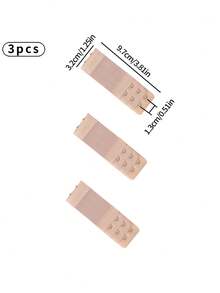 3pcs/Set Women's Underwear Elastic Bra Strap Extension Hooks With 3 Rows Of Hooks - Apricot - View 2