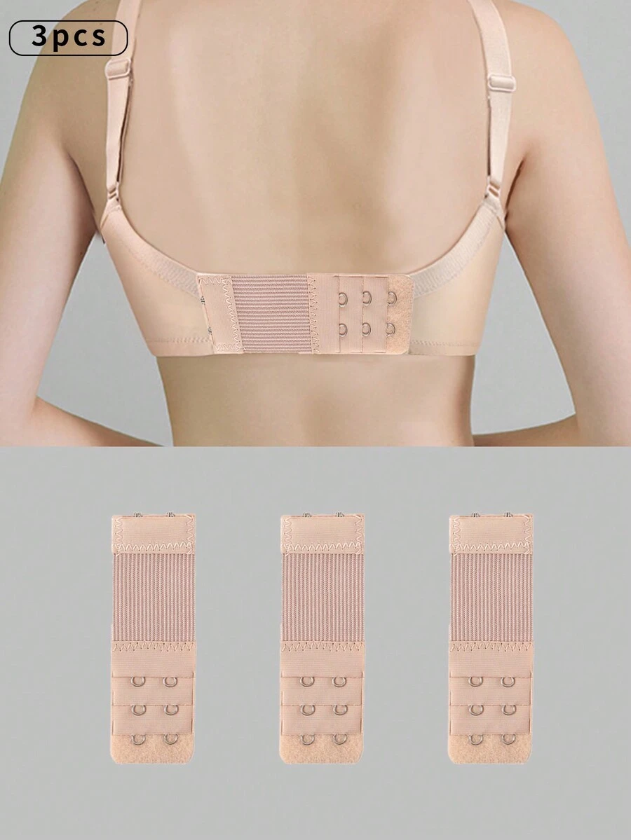 3pcs/Set Women's Underwear Elastic Bra Strap Extension Hooks With 3 Rows Of Hooks - Apricot - View 1