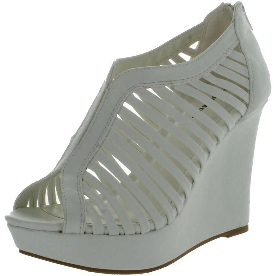 Women's Gladiator Back Zipper Wedge Heel Sandals - White - View 1