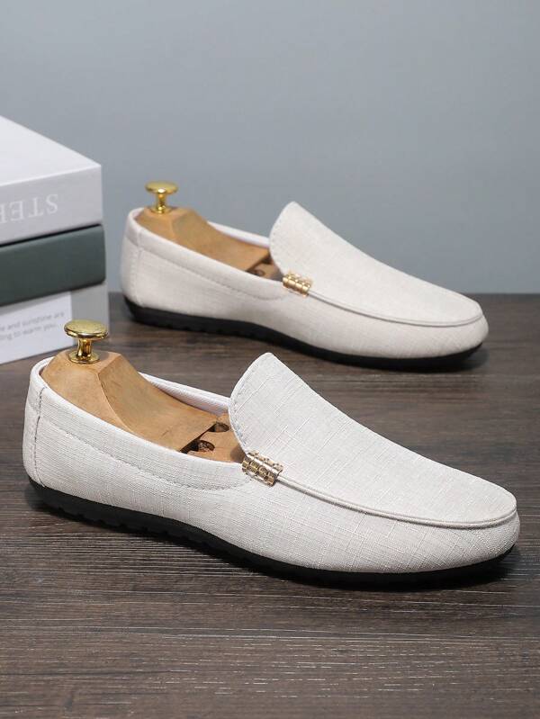 Sapatilhas Masculinas Casuais de Lona sem Atacadores, Sapatilhas de Condução Respiráveis com Sola Macia