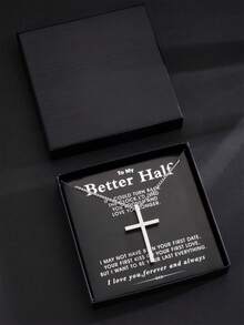 1入父親節禮物，不鏽鋼簡約基督教耶穌吊墜項鍊，附珠寶盒，送給父親和心愛的男性最理想的禮物 - 銀色 - 查看 6