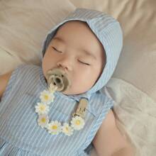 1pc Daisy Flower Pacifier Teether Clip With Anti-Drop Rope And Clamp