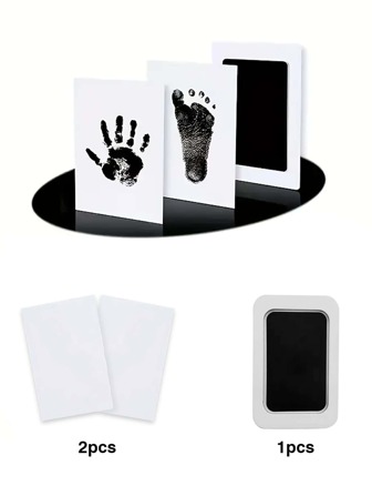1 Set Of DIY Baby Handprint And Footprint Imprinting Kit, Non-Stick Ink, No-Wash, Baby Keepsake Casting Newborn Footprint Ink Pad (1 Ink Pad + 2 Sheets Of Paper) Baby Shower Family Decorations Gifts Baby Shower Easter Gifts Things For Girls/Boys