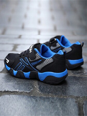 Zapatos diarios duraderos unisex para niños para todas las estaciones, con diseño de bloqueo de color y cierre de gancho y bucle, adecuados para la escuela y deportes