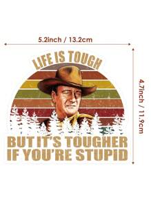2 Packs Life Is Tough But It's Tougher If You're Stupid Vintage Sunset Bumper Sticker Vinyl Decal 5 Inches-Bright Funny Decals For Car Truck Van SUV Window Wall Cup Laptop Tumbler - Khaki - View 2