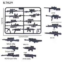 Juguetes de bloques de construcción, conjunto de armas en miniatura que incluye rifle de francotirador negro, rifle, pistola y cuchillo con múltiples accesorios de rompecabezas, perfecto para entusiastas que aman la decoración de escenas de guerra en interiores - Multicolor - Ver 12