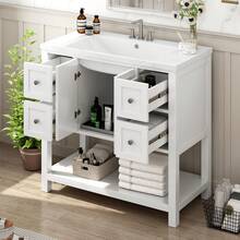 36'' Bathroom Vanity With Under Mount Sink, Free Standing Vanity Set With 4 Drawers Soft Closing Doors, Solid Wood Frame Bathroom Storage Cabinet