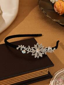 1pc Simple Side Headband Hair Accessories, Decorated With Alloy And Rhinestones, Suitable For Women In Parties And Daily Wear - Gold - View 5