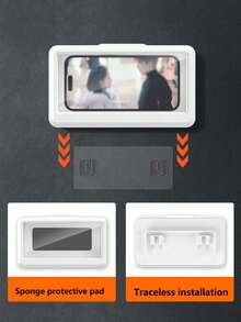 1pc White Waterproof Retractable Slouchy Mobile Phone Holder- Convenient Hands-Free Phone Use In The Shower And Anywhere Else - White - View 5