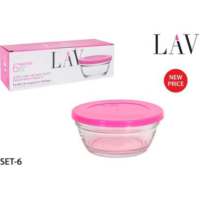 LAV Set van 6 kommen 250cc 10,5 cm met deksels met stapelbaar, modern en functioneel ontwerp | Set van 6 kommen 250cc 10,5 cm met deksels, gemakkelijk schoon te maken en gemaakt van resistente materialen, ideaal voor salades en meer