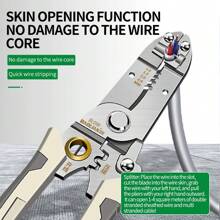 多功能剝線鉗，電纜光纖壓接，電子剪刀分線，省力鉗，剝線鉗 - 黑銀 - 查看 4