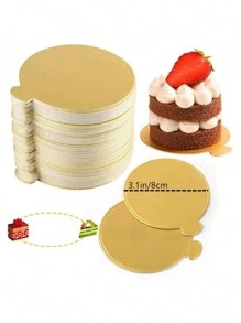 100pcs Mini Round Paper Cake Base, Golden Mousse Dessert Board, Disposable Paper Cupcake Base, Suitable For Wedding Birthday Party Dessert Display Tray Pastry Board - Oil-Proof And Moisture-Proof,Christmas