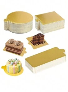 100pcs Mini Round Paper Cake Base, Golden Mousse Dessert Board, Disposable Paper Cupcake Base, Suitable For Wedding Birthday Party Dessert Display Tray Pastry Board - Oil-Proof And Moisture-Proof,Christmas