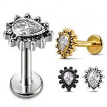 1 chiếc khuyên mũi bằng đá quý Zirconia bằng thép không gỉ phẫu thuật 316L, khuyên mũi bản lề, khuyên tai vách ngăn, sụn vành tai, khuyên tai xoắn ốc, trang sức cho nữ - nhiều màu - Xem 11