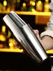 1pc Stainless Steel Boston Cocktail Shaker Set - Cocktail Mixer, Martini Shaker, Bartender And Barware Tool For Home Bars And Parties - Silver - View 3