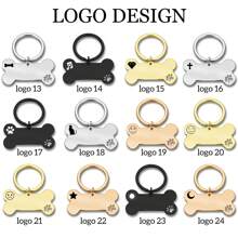 骨形個性化狗牌 - 雙面刻字寵物名牌，不銹鋼寵物ID標籤 - 玫瑰紅 - 查看 9