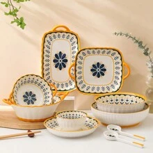 Lucky Ceramic Tableware Set - 1set/8pcs (4.5-Inch Bowl/7.5-Inch Bowl/8-Inch Plate/9.25-Inch Plate)Christmas Gift - Nordic 8-piece Set - View 2