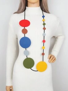 1 Vòng Cổ Nữ Phong Cách Bohemian Thời Trang Trang Sức Bằng Gỗ Nhiều Màu Sắc - Đầy màu sắc - Xem 1