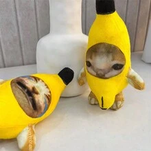 7.08in Creative Fun Cute Banana Cat Keychain Banana Cat Pendant Bag Key Can Be Hung In The Sound Bag Crying Sound Spoof - Multicolor - View 9