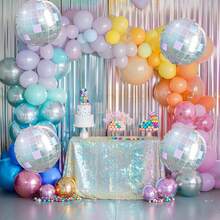 6Pcs Iridescent Disco Ball Balloons, Huge Shiny Silver Disco Aluminum Foil Balloons For Birthday, Bachelorette Party, Iridescent Party, 70s 80s 90s Theme Disco Party Decorations Supplies - Silver Colorful Disco 6 Pack - View 5
