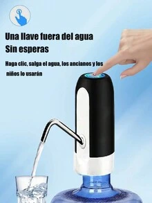 Dispensador de agua portátil recargable por USB, bomba de botella de agua eléctrica de 5 galones, botella de agua para botellas de agua universales de 2-5 galones (negro) - Negro - Ver 2