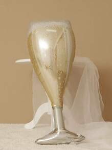 1 stuk aluminiumfolie ballon in de vorm van een champagneglas, cartoon feestdecoratie ballon, voor bruiloften, verjaardagen, bars, jubileumcadeaus (goudkleurig glas), Kerstmis