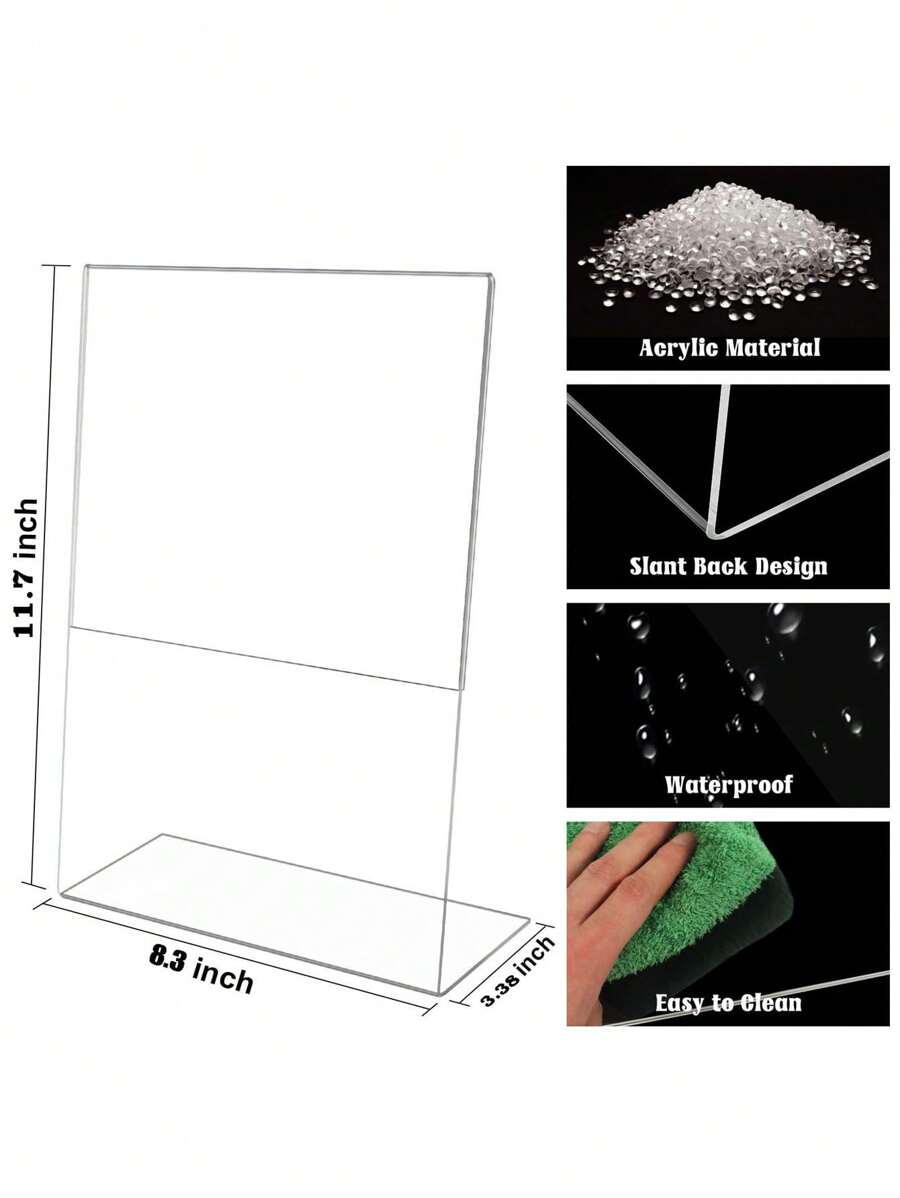 A4 Acrylic Sign Holder,LShape Vertical Slant Back A4 Perspex Display