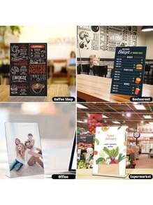Porta cartelli acrilici A4, Supporto A4 acrilico verticale a forma di L, Espositore A4 in acrilico supporto per menu poster, Porta documenti in plastica trasparente per stand da tavolo al ristorante, hotel e ufficio - Bianco - Visualizzare 6