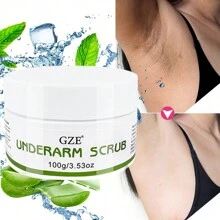 Exfoliante para axilas con menta, aloe vera y polvo de cáscara de nuez de GZE, el exfoliante para axilas ayuda a eliminar el olor, a limpiar en profundidad y a exfoliar, para piernas, rodillas, pies, manos y todo el Body, blanqueamiento de axilas - Blanco - Ver 2