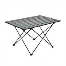 1pc Portable Foldable Table With Storage Bag, Aluminum Tube Frame And Iron Table Top, Suitable For Picnic, Camping, Travel Outdoors - Black - View 8