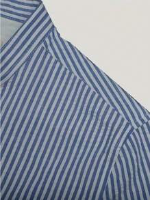 男士春秋纽扣半襟长袖条纹口袋休闲衬衫