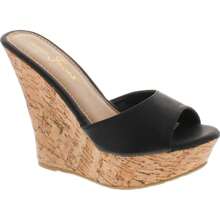 Womens Open Back Tall Wedge  Sandal - màu đen - Xem 1