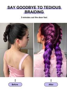 ZURO Cabello trenzado degradado con técnica de ombré en 2 tonos para mujeres, 1 pieza de 22 pulgadas para técnica de crochet - Multicolor - Ver 3