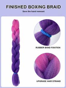 ZURO Cabello trenzado degradado con técnica de ombré en 2 tonos para mujeres, 1 pieza de 22 pulgadas para técnica de crochet - Multicolor - Ver 4