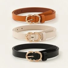 3入組女士金扣萬用腰帶,休閒款