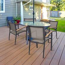 DC DICLASSE 4 PCS Patio Chair Metal Dining Chairs Stackable Seat Garden Aluminum Frame Armchair Textilene Outdoor Restaurant - Grey - View 7