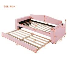 Twin Size Upholstered Daybed With Storage Armrests, Trundle, Integrated Audio System, Teddy Fleece Sofa Sleeper Daybed Extendable For Living Room Apartment Guest Room - 粉色 - 查看 5