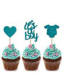 12pcs Gender Reveal Party Blue Cake Toppers - Blue - View 3