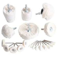 Bộ 21 miếng đánh bóng vải nỉ trắng, thích hợp cho kim loại nhôm, thép không gỉ, crom, đồ trang sức, gỗ, nhựa, gốm sứ, thủy tinh - Bánh xe vải 21 chiếc - Xem 1